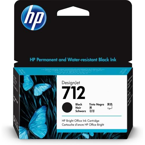 HP 712 Black 38 ml. Siyah Orijinal Plotter Designjet Mürekkep Kartuşu (3ED70A)