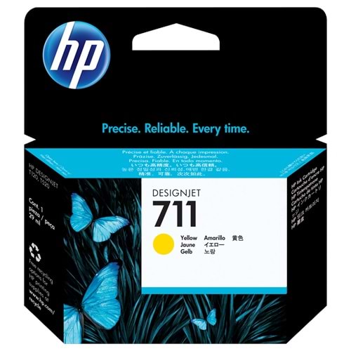 HP 711 Yellow 29 ml. Yellow Orijinal Plotter DesignJet Mürekkep Kartuşu (CZ132A)