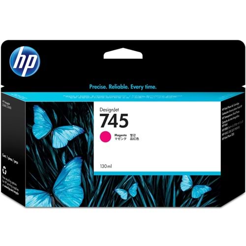 HP 745 Magenta 130 ml. Kırmızı Orijinal Plotter Designjet Mürekkep Kartuşu (F9J95A)