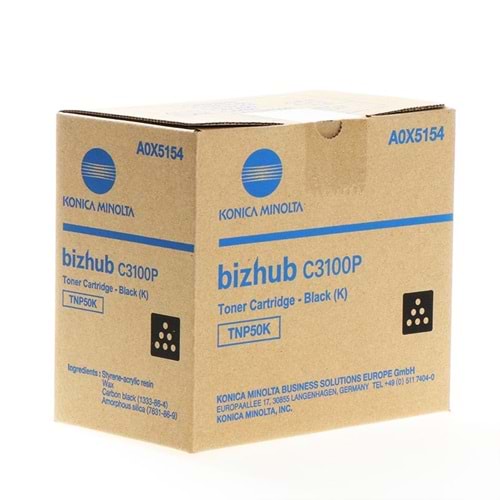 Konica Minolta TNP-50 Orijinal Siyah Toner | Bizhub C3100 (A0X5154)