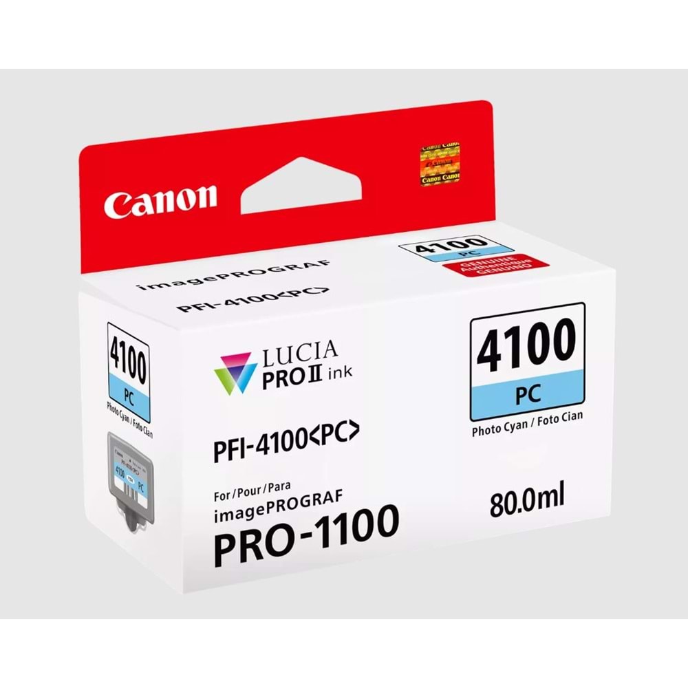 Canon PFI-4100 Fotoğraf Cyan (PC) 80 ml. Mürekkep Kartuş (6781C002)
