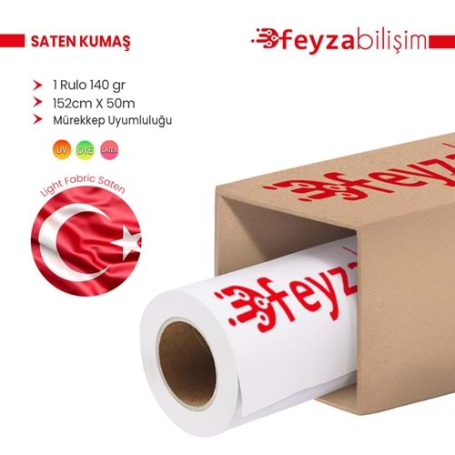 PlotterSarf® Light Fabric Saten Kumaş Bayrak Bezi 140gr Pigment Dye (140) 152cmx 50mt (1 Rulo)