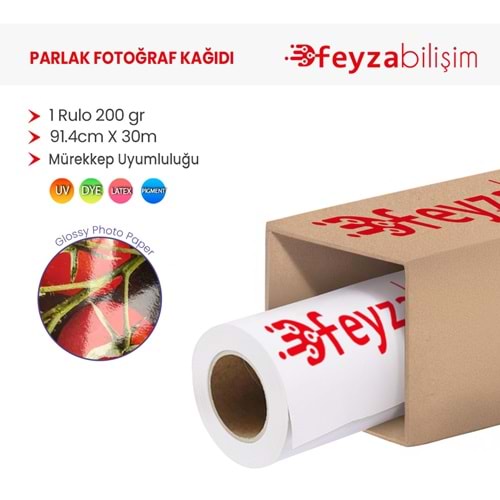 PlotterSarf® Microporous (Glossy) Parlak Fotoğraf Kağıdı Waterprof 200gr 91.4cm x30mt (1 Rulo)