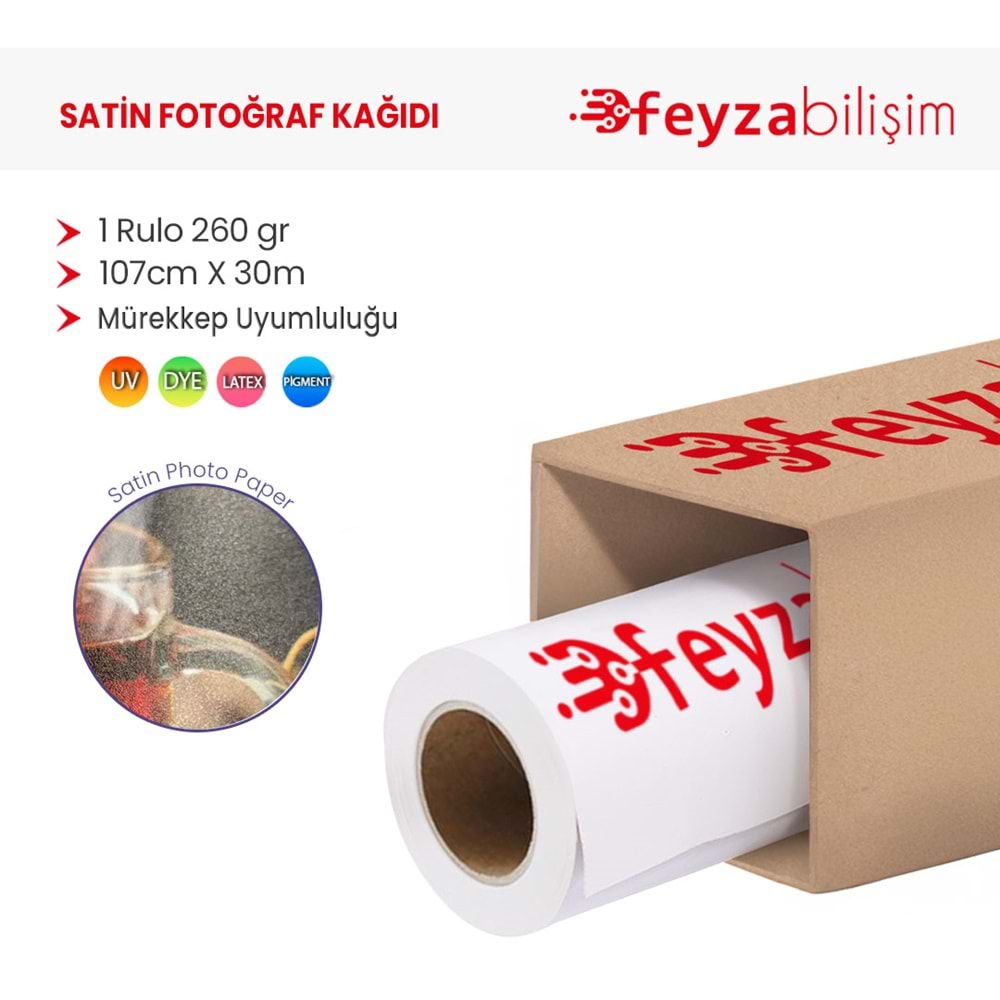 PlotterSarf® Microporous (Satin) Yarı Mat Fotoğraf Kağıdı Waterprof 260gr 107cm x30mt (1 Rulo)