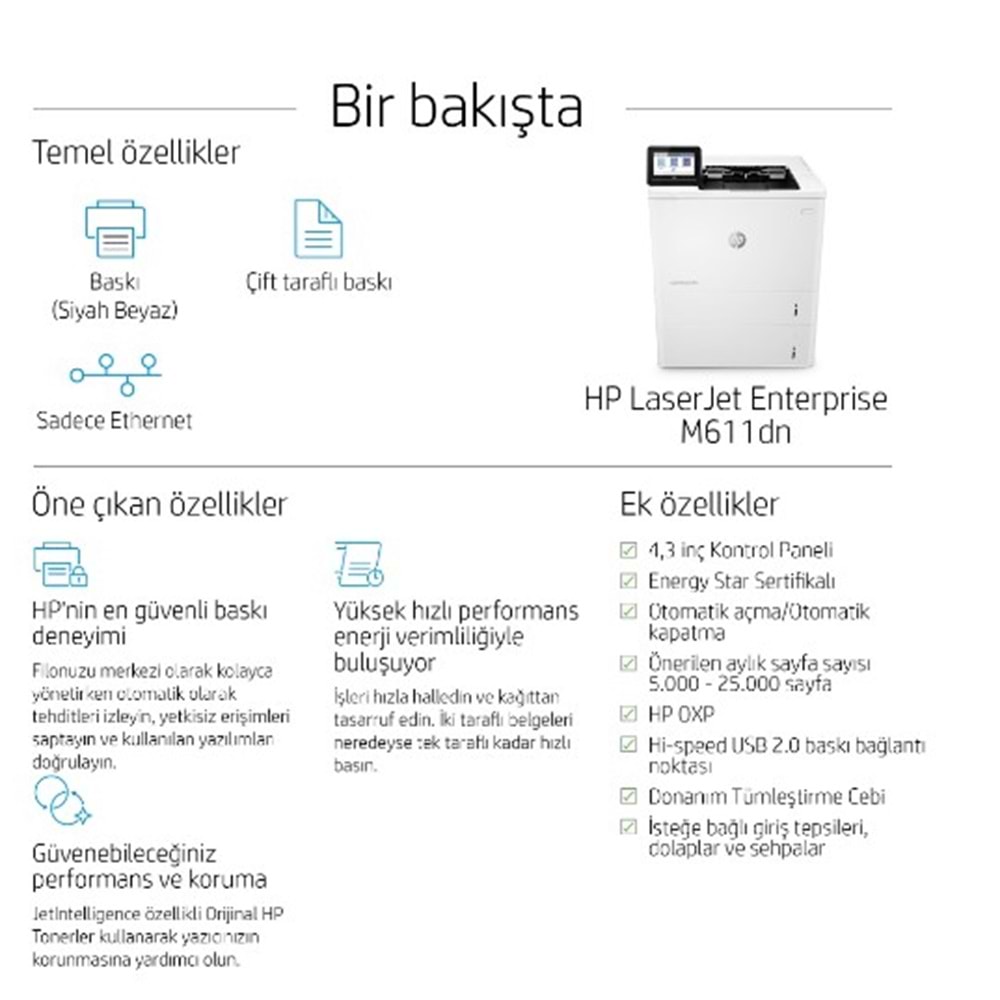 HP LaserJet Enterprise M611dn Yazıcı