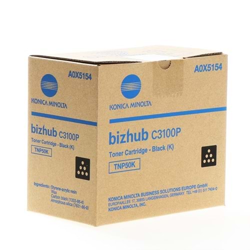 Konica Minolta TNP-50 Orijinal Siyah Toner | Bizhub C3100 (A0X5154)